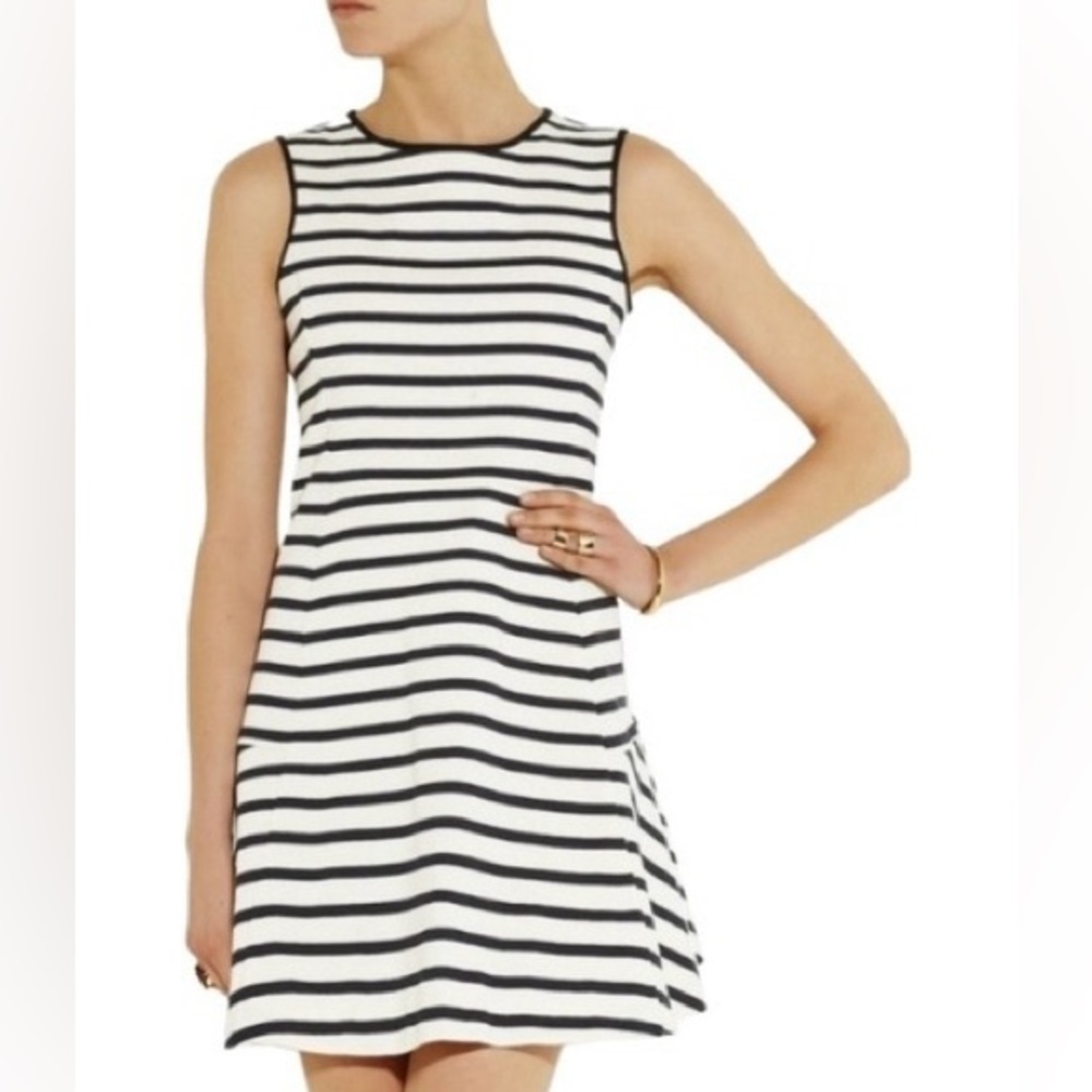 Theory Nikay B Striped Sleeveless Mini Dress Cream & Navy Women's size 6
